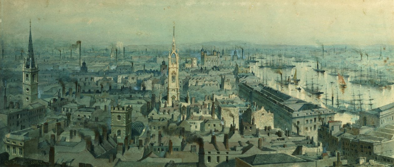 Ansicht von London vom Monument nach Osten, 1848 von Carl Haag