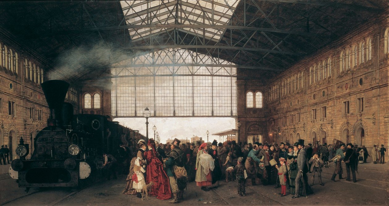 Ankunft eines Zuges am Wiener Nordwestbahnhof von Carl Karger