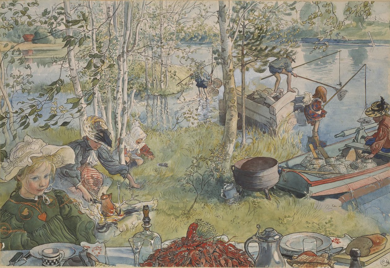 Krebsfischen von Carl Larsson