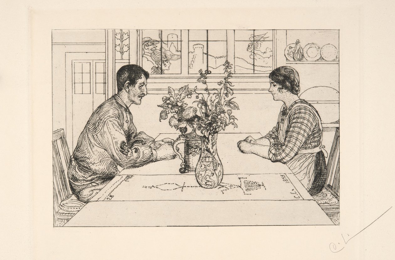 Selbstporträt als Radierer von Carl Larsson