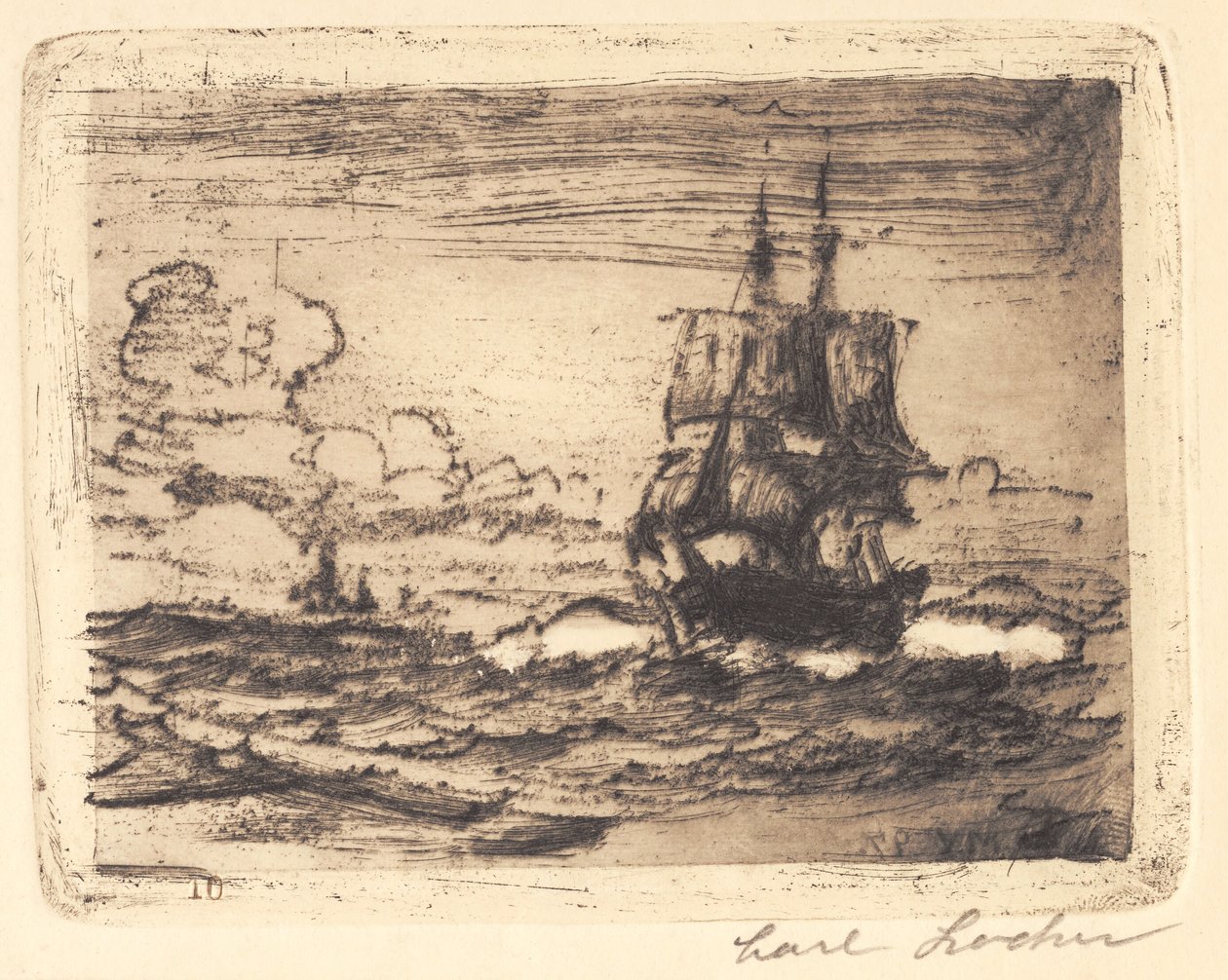 In der Nordsee von Carl Locher: hochwertiger Kunstdruck