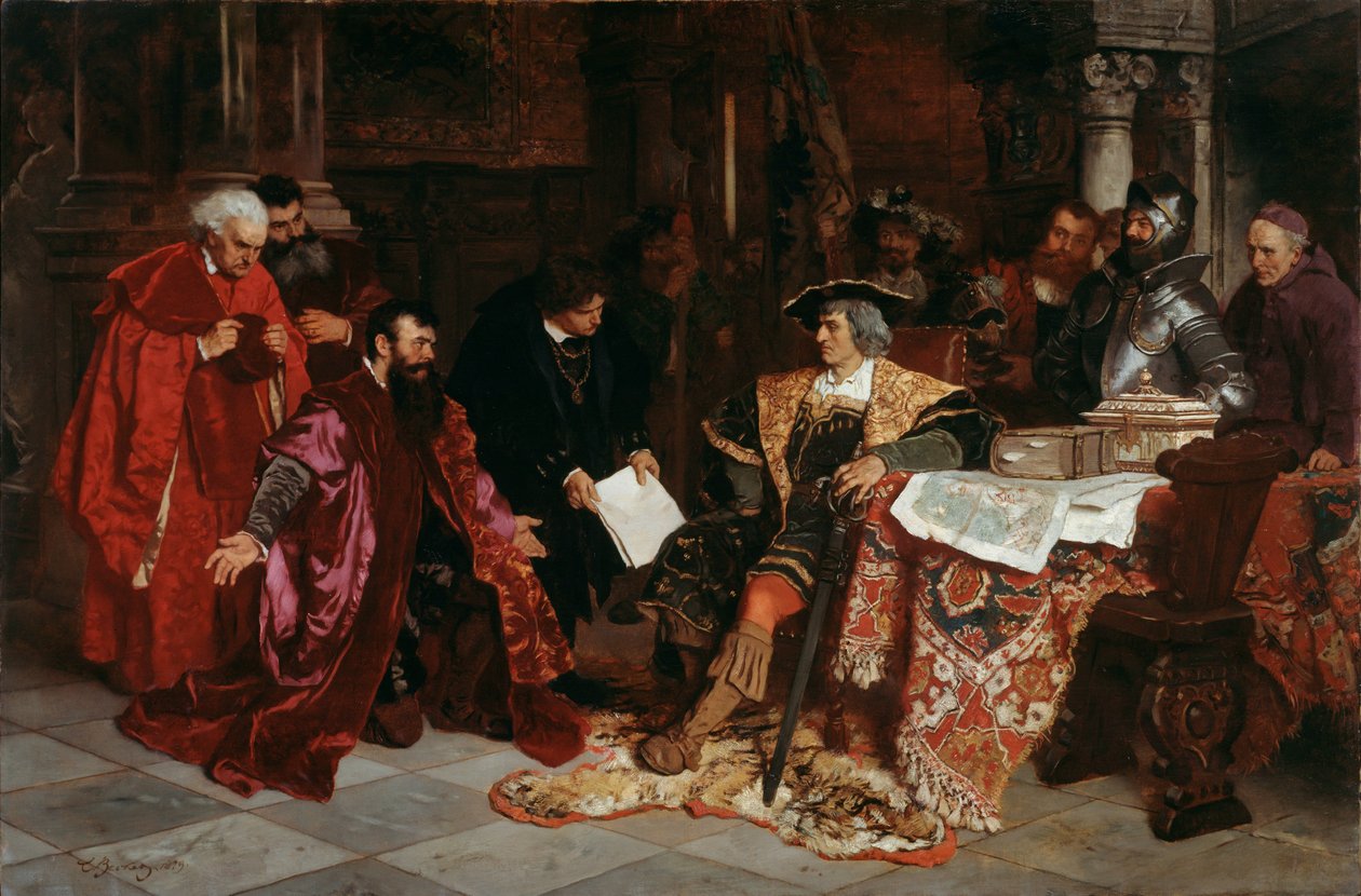 Der Kaiser Maximilian empfängt die venezianischen Botschafter in Verona, 1879 von Carl Ludwig Friedrich Becker