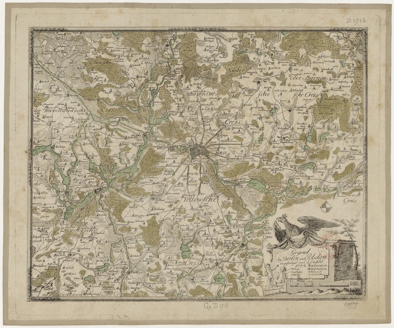 Gegend bei Berlin und Potsdam (kol.) - Oesfeld 1778 von Carl Ludwig von Oesfeld