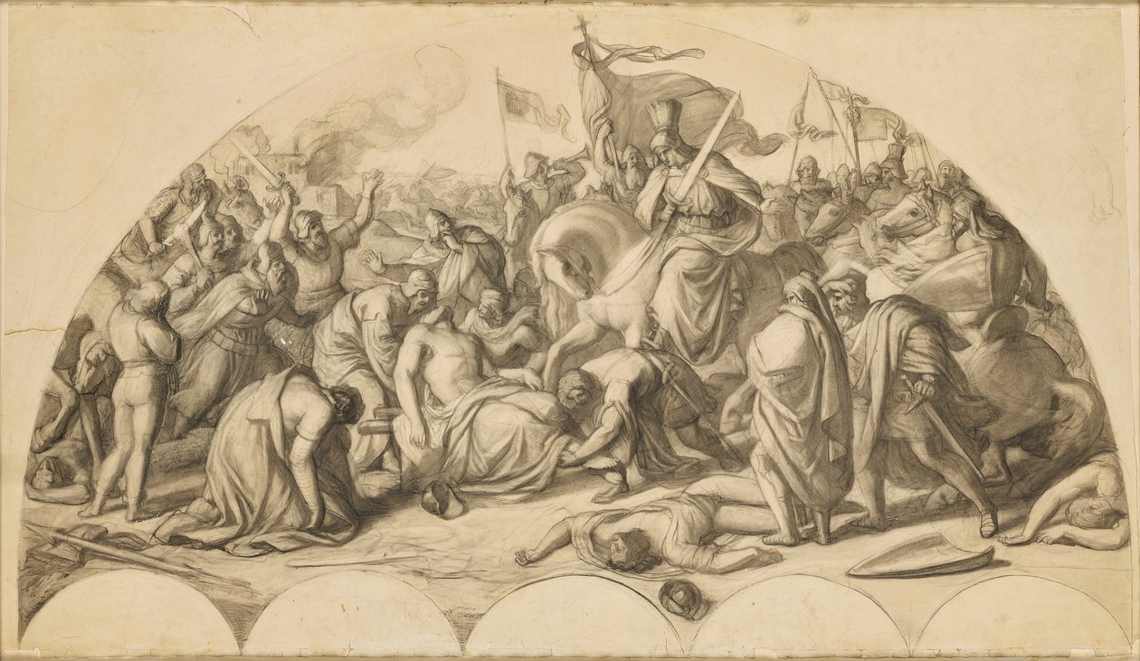 Rudolf I. von Habsburg an der Leiche Przemysl Ottokars II. von Böhmen von Carl Rahl
