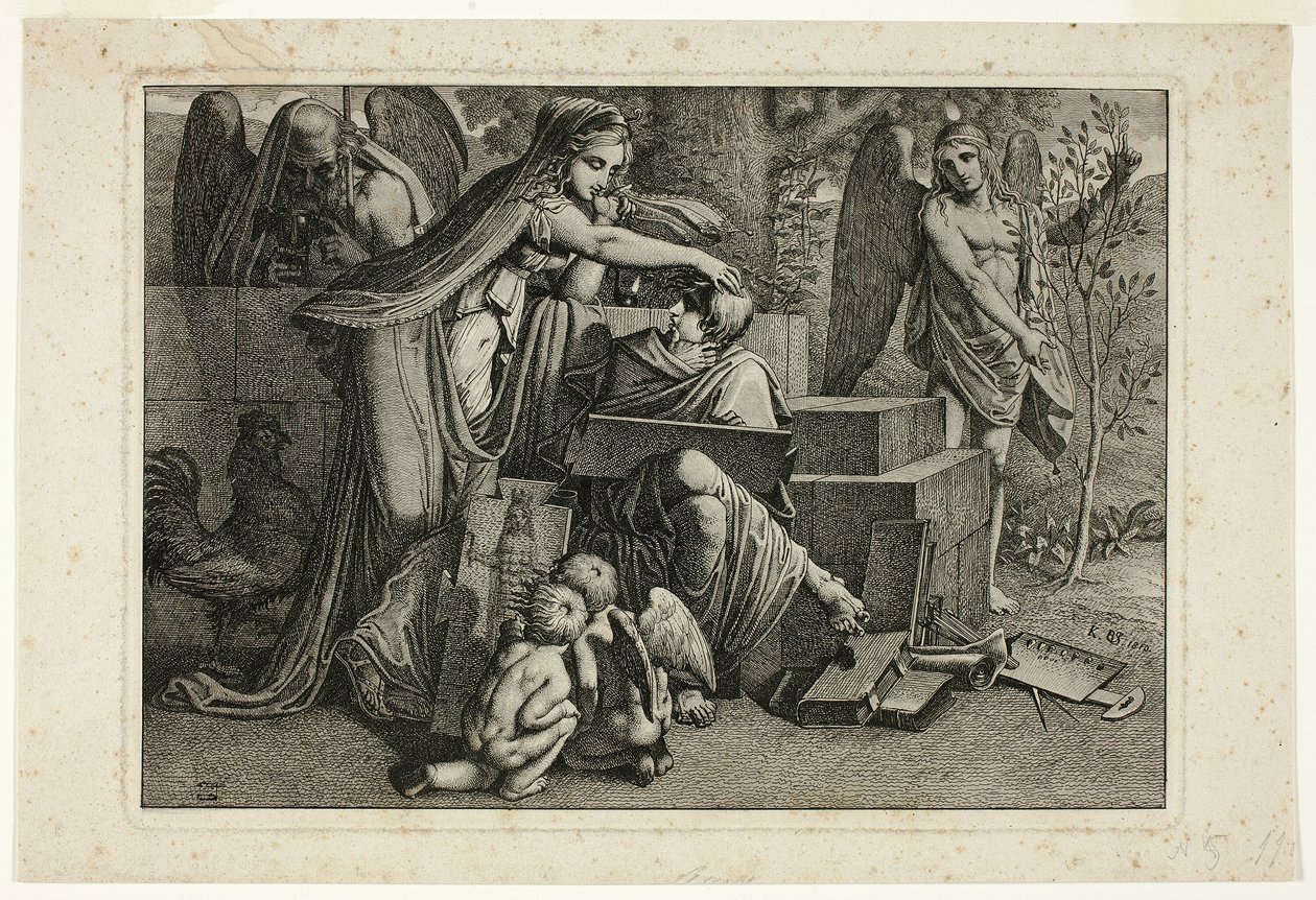 Allegorie der Kunst: Ein Jugendlicher inspiriert vom Geist der Kunst von Carl Russ