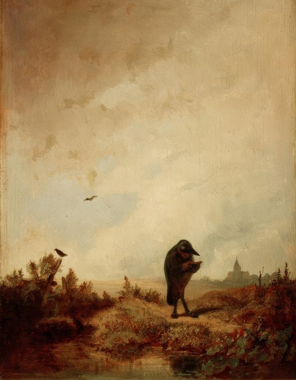 Der Rabe von Carl Spitzweg: Hochwertigste Kunstreproduktion