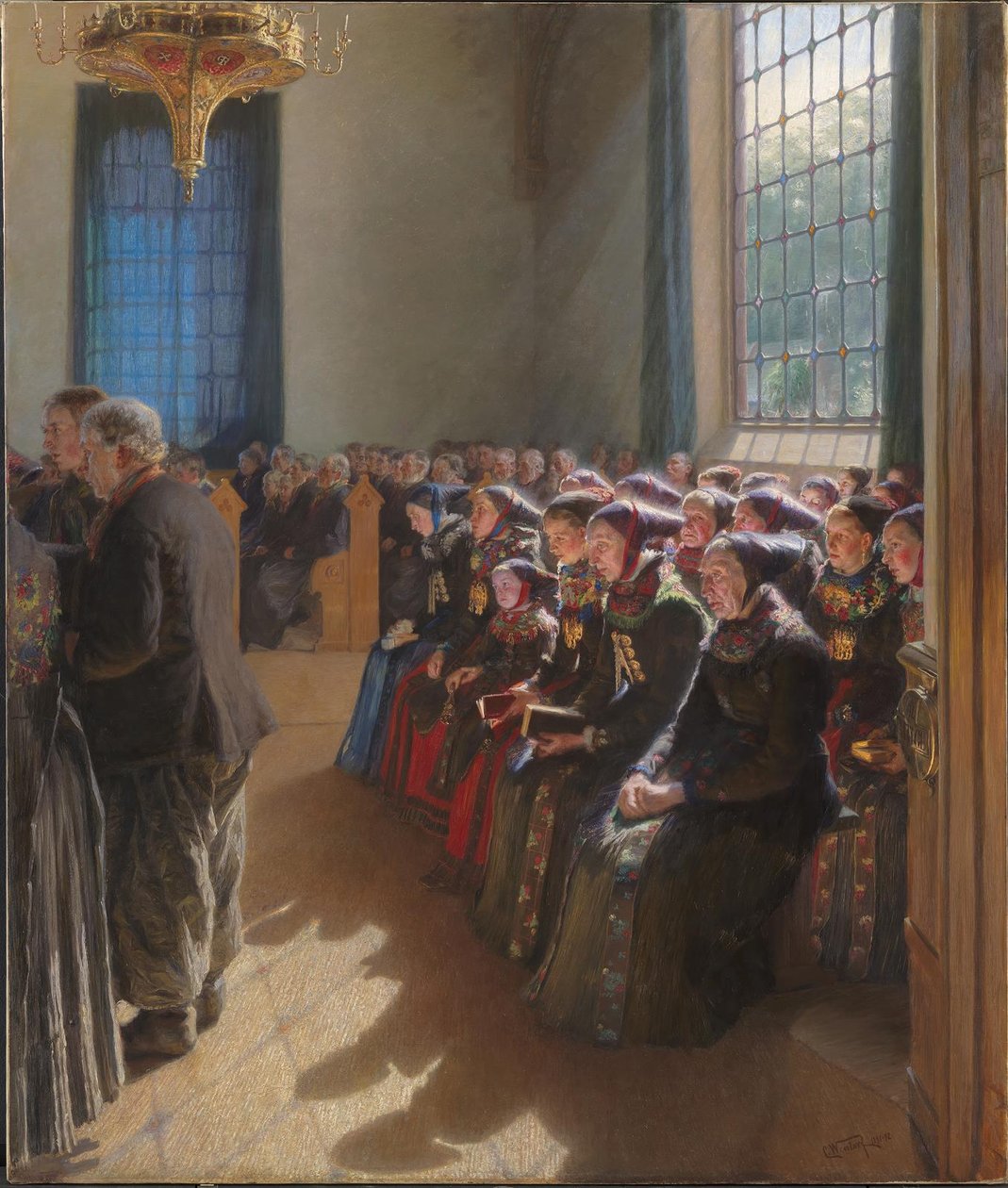 Während des Gottesdienstes in einer Kirche auf Amager von Carl Wentorf