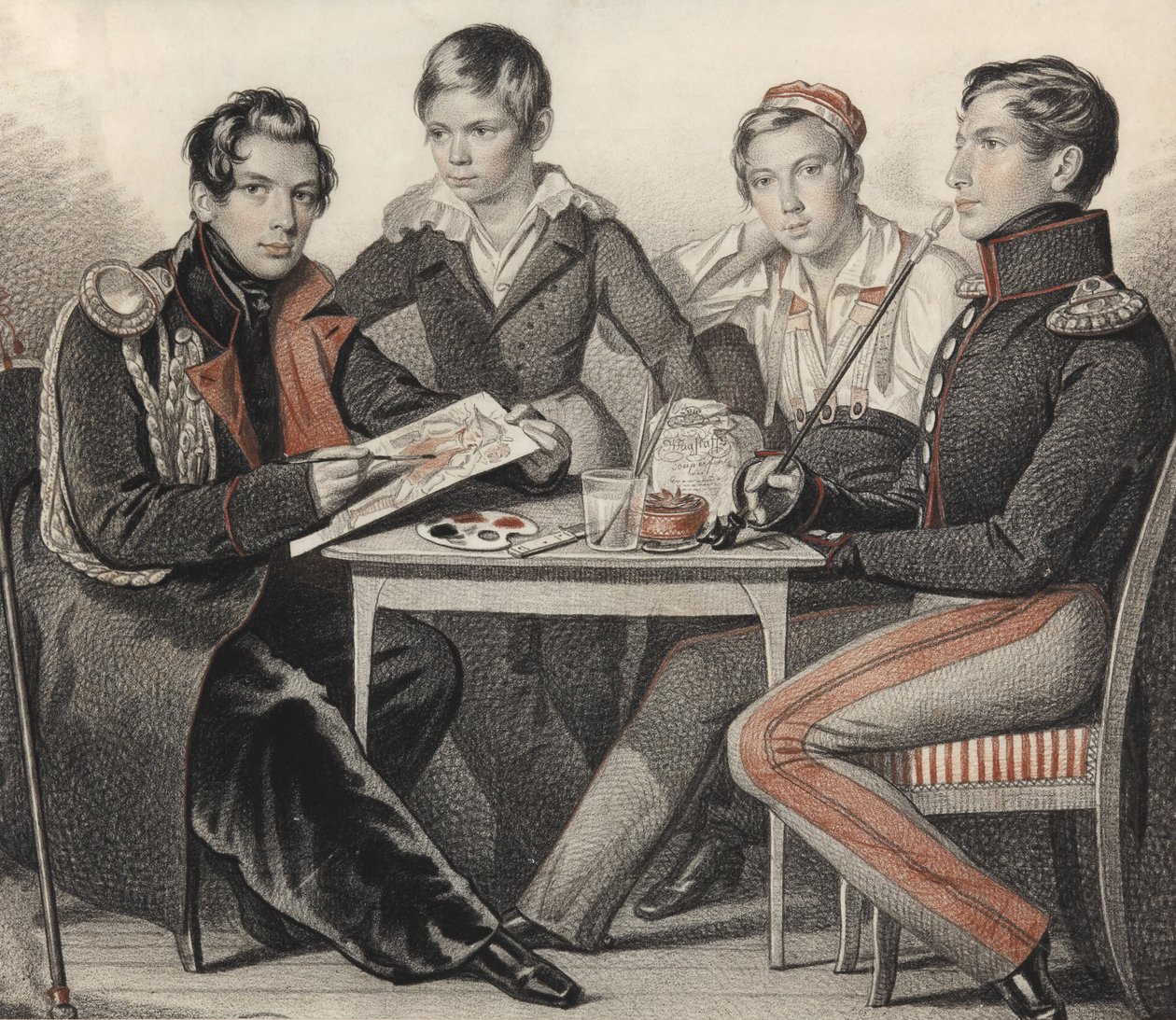 Porträt der Brüder Konovnitsyn, 1825 von Carl von Hampeln