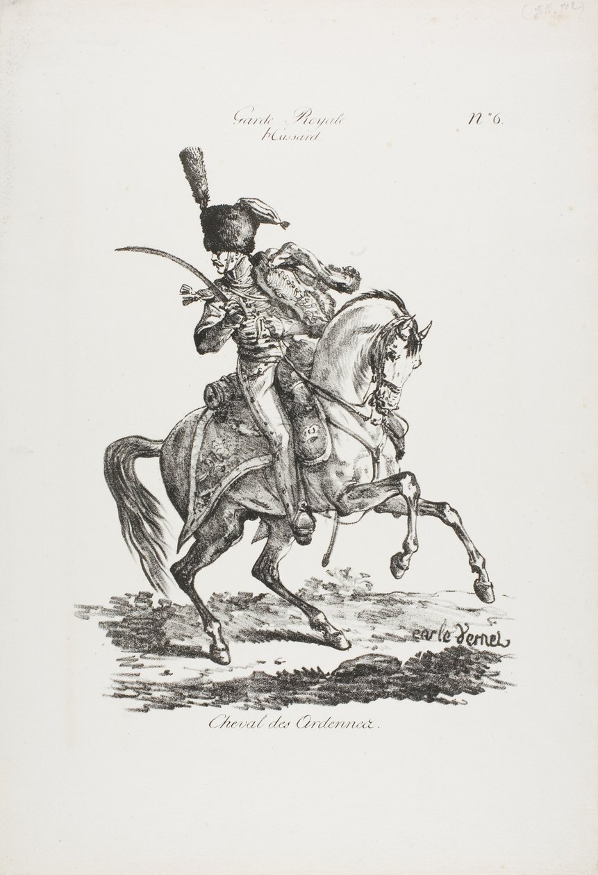 Königliche Garde, berittener Husar und Pferd Nr. 6 von Carle Vernet
