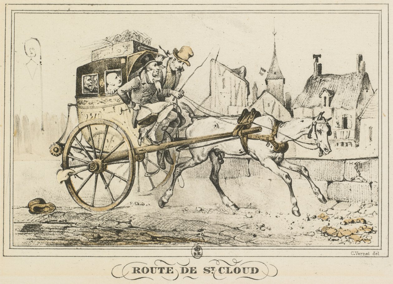 Szenen des täglichen Lebens, Straßen und Wege: Straße nach Saint-Cloud von Carle Vernet