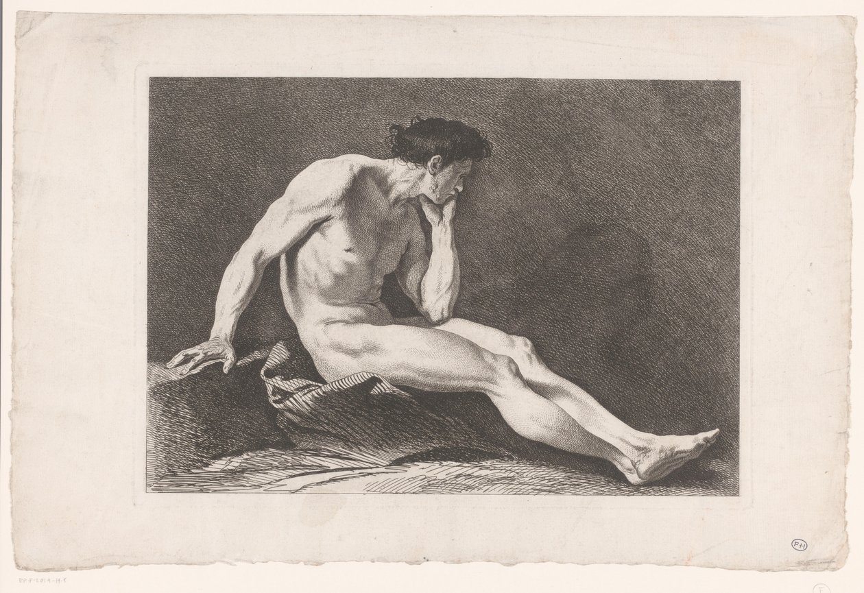 Akademische Studie eines sitzenden männlichen Aktes Sechs akademische Studien von Carle van Loo
