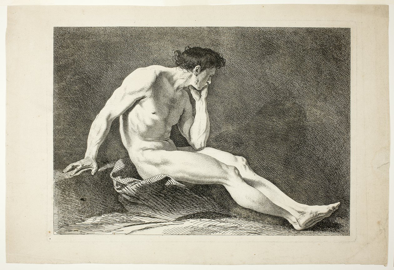 Figur, aus Sechs Figuren Académiques von Carle van Loo