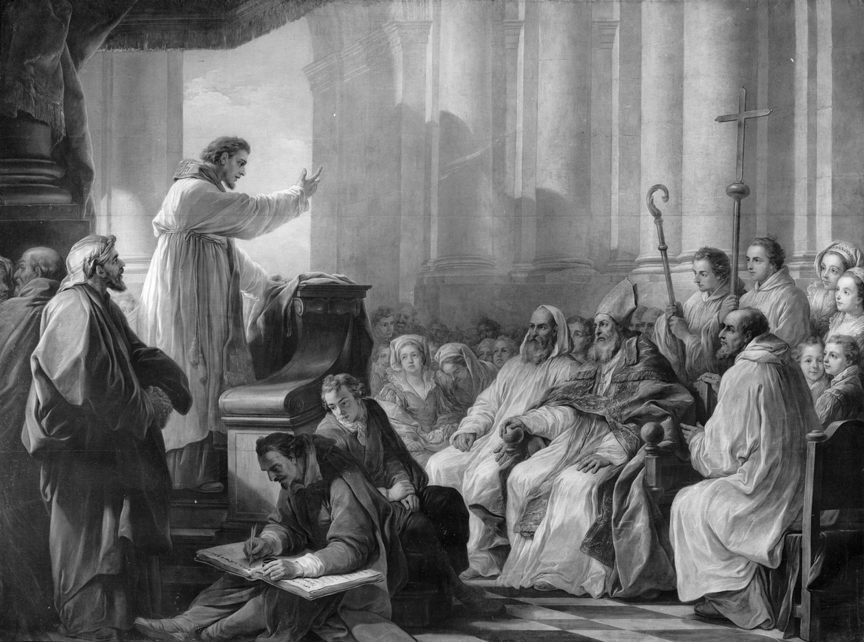 Der heilige Augustinus predigt vor Valere, Bischof von Hippo von Carle van Loo