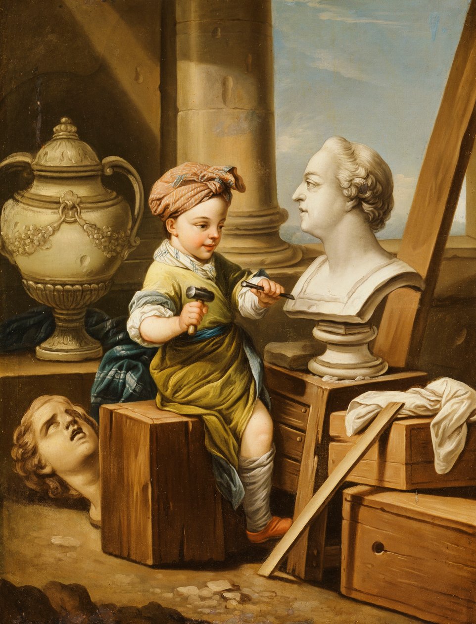 Die vier Künste - Skulptur von Carle van Loo