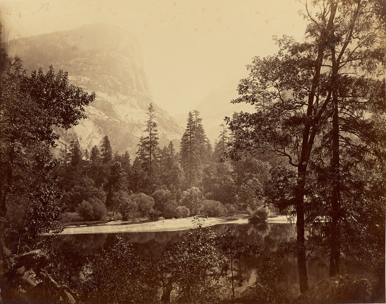 Der See - Yosemite-Tal / Seeufer / Lake Ah-Wi-Yah, Yosemite / Mirror Lake und Mt. Watkins, Yosemite von Carleton Watkins