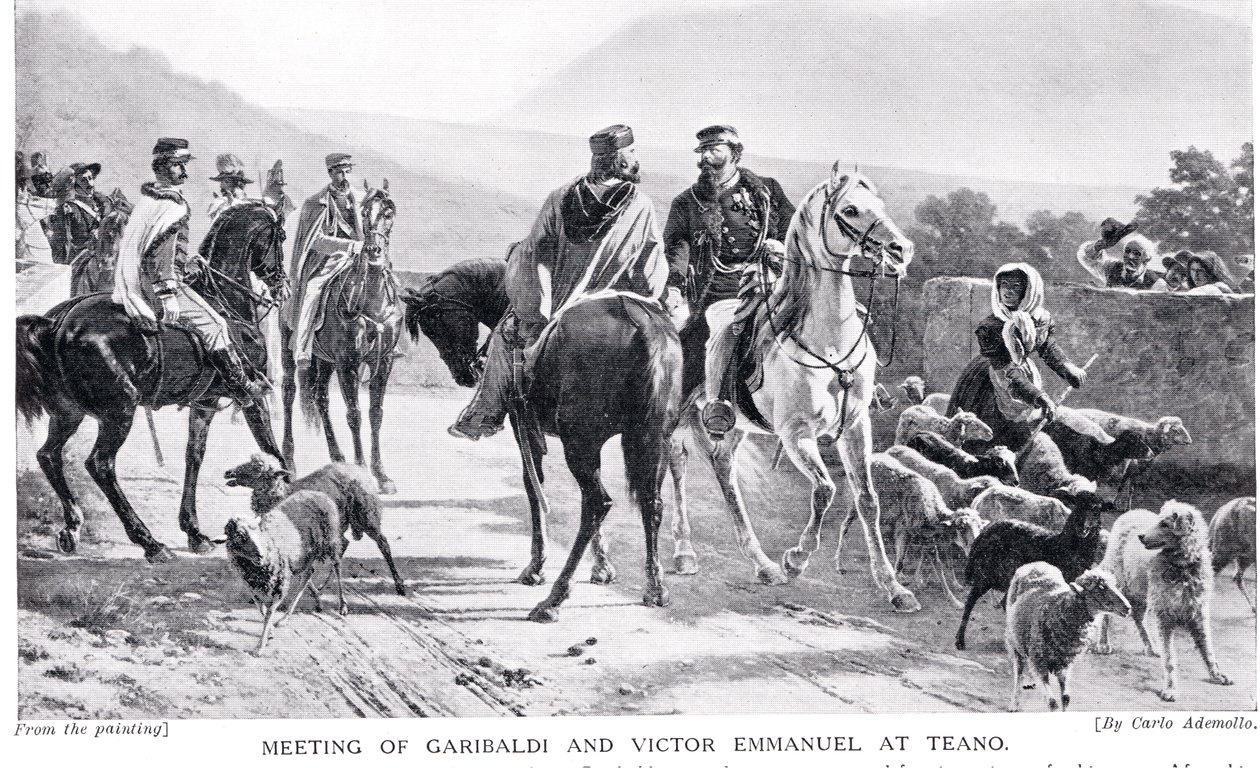 Treffen von Garibaldi und Viktor Emanuel in Teano, Illustration aus 