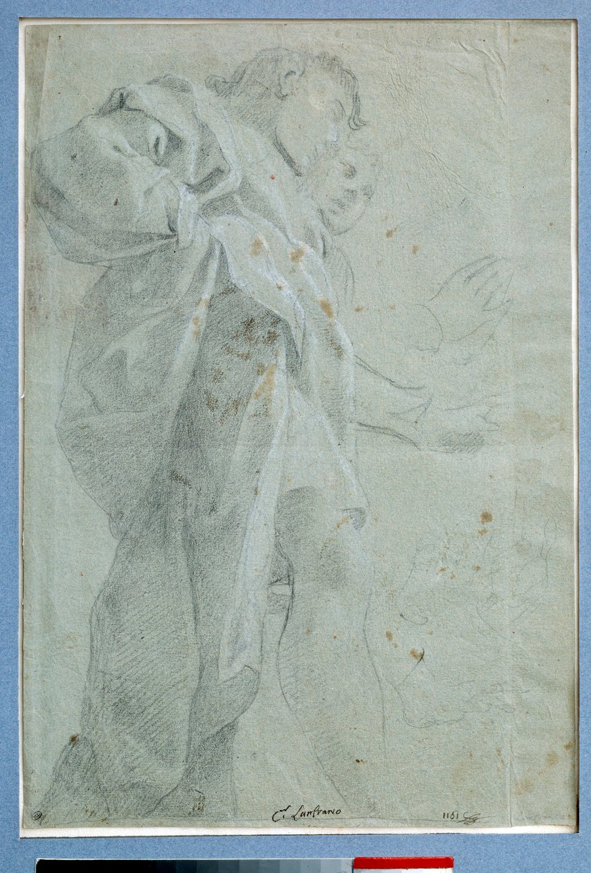 Zwei stehende Männer in Gewändern. Zeichnung in Tinte und Waschung von Carlo Bononi (1569-1632) von Carlo Bononi