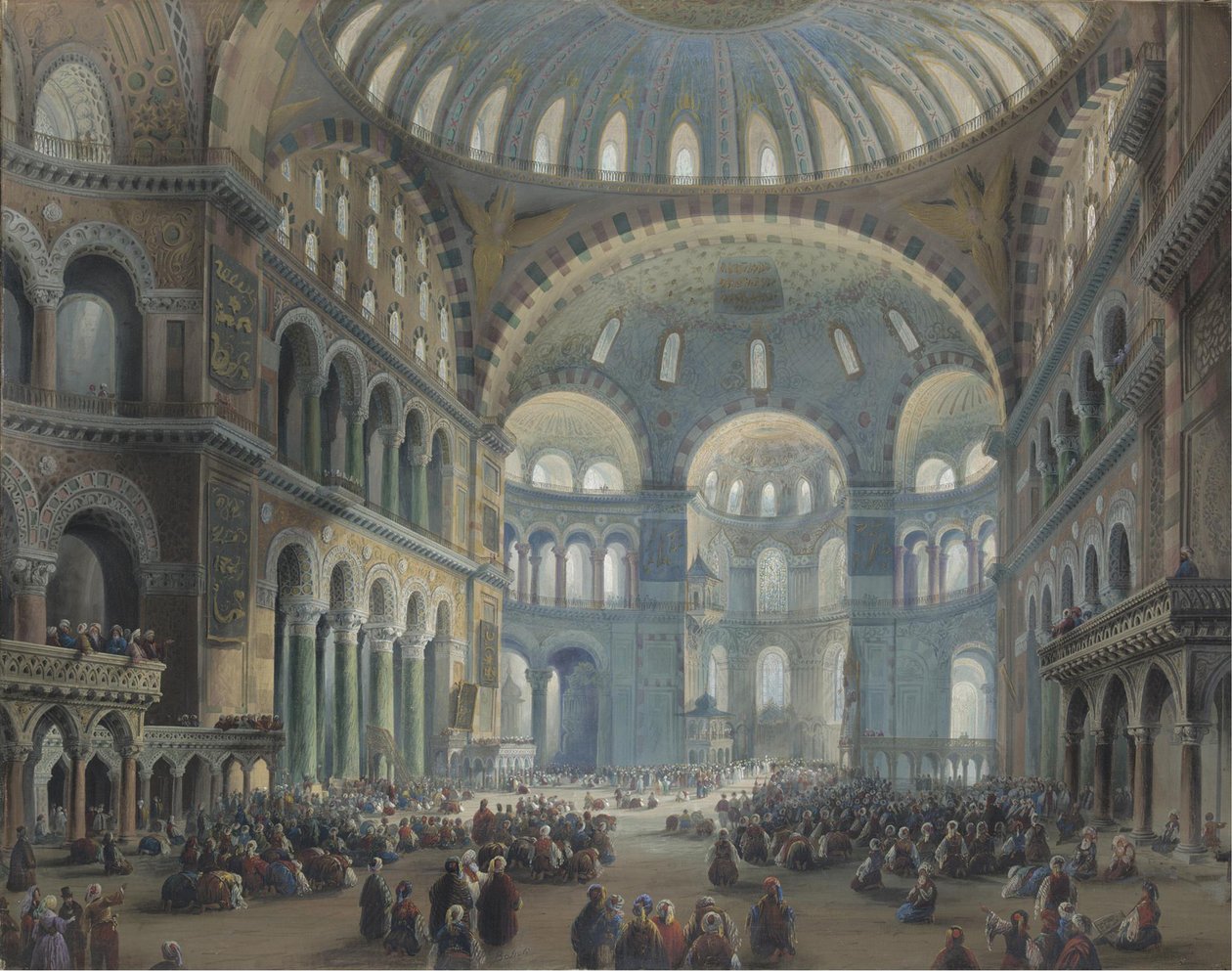 Innenraum der Hagia Sophia in Konstantinopel von Carlo Bossoli