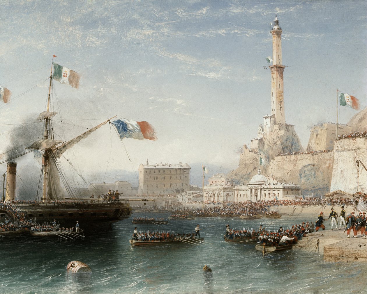 Die französischen Truppen landen in Genua im April 1859 von Carlo Bossoli