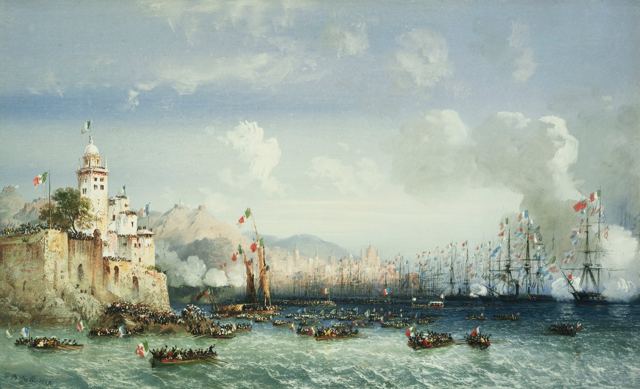 Der Krieg in Italien: Genua, die Ankunft von Kaiser Napoleon III., 1859 von Carlo Bossoli