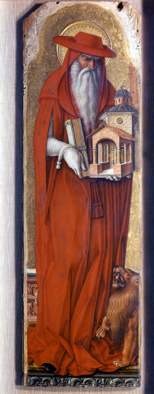 Heiliger Hieronymus im Bischofskostüm (Mitra). Predelle Demidoff von Carlo Crivelli (1430/35 - 1494). 1476. von Carlo Crivelli