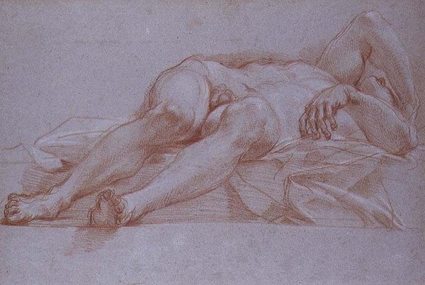 Studie für die Figur von Sisera, Kreide auf Papier, ca. 1680: Vorzeichnung für das Mosaik von Jael und Sisera für die Kapelle der Präsentation in St. Peter, Rom von Carlo Maratta or Maratti