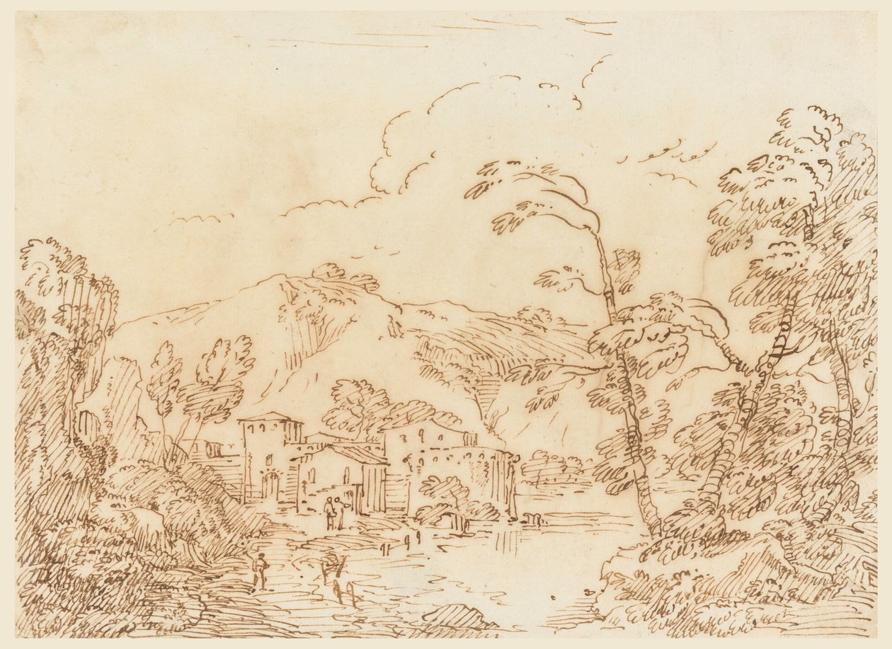 Dorf an einem Bach in bergigem Land von Carlo Marchionni