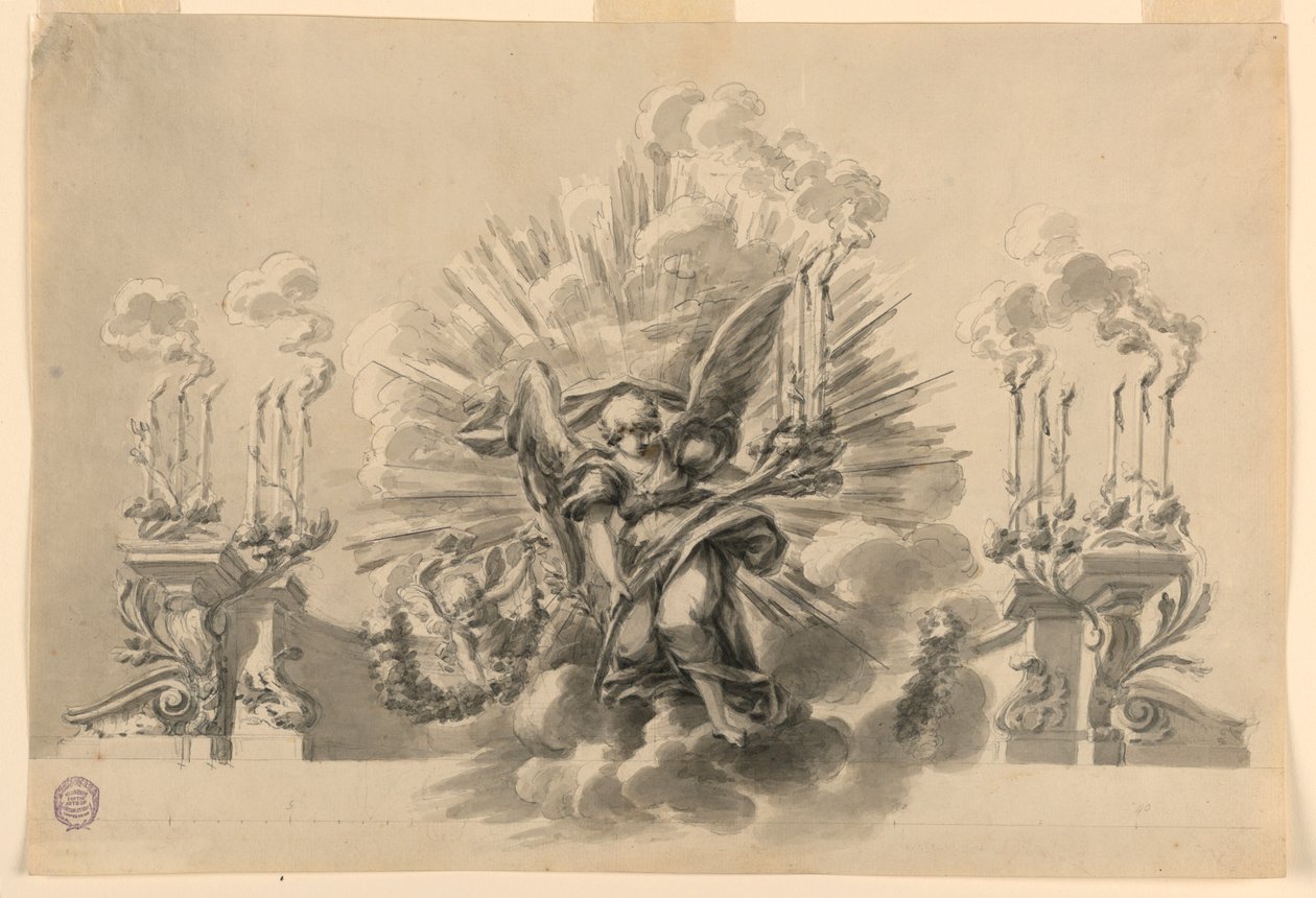 Zeichnung, Entwurf für eine zeremonielle Dekoration, ca. 1760 von Carlo Marchionni