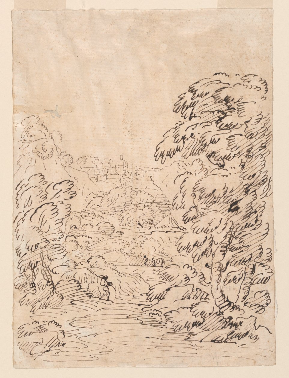 Straße zu einer bergigen Stadt, 1750-86 von Carlo Marchionni