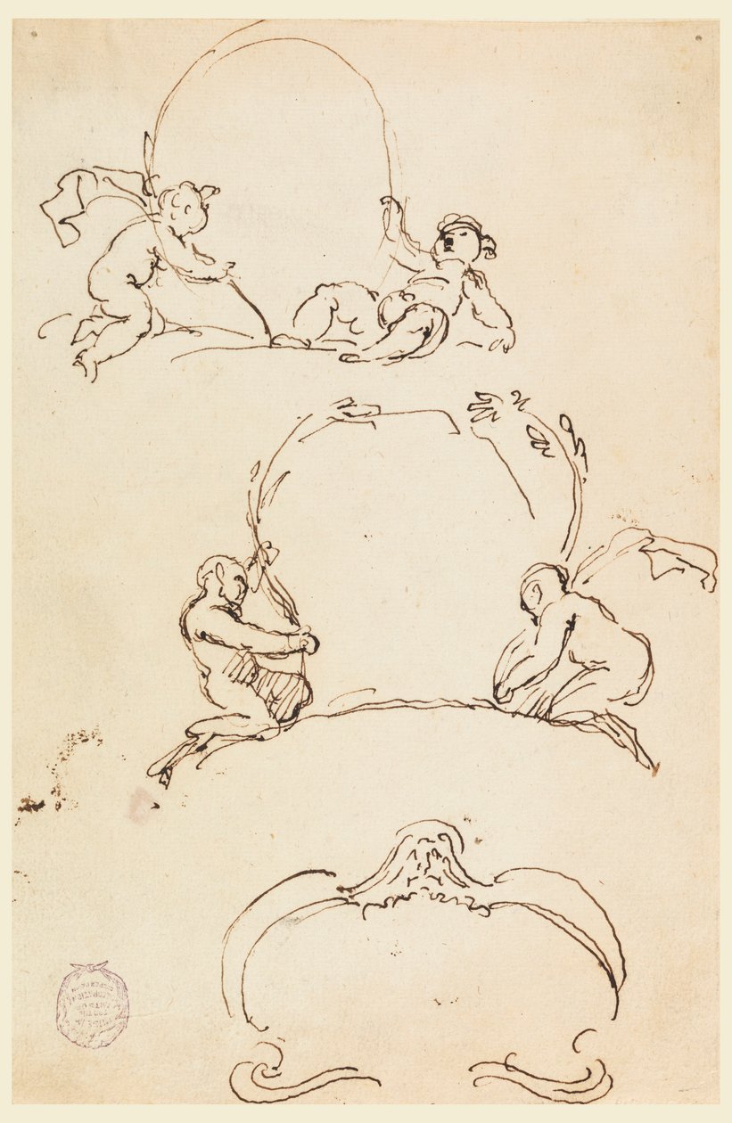 Drei Skizzen von Kartuschen, vor 1775 von Carlo Marchionni