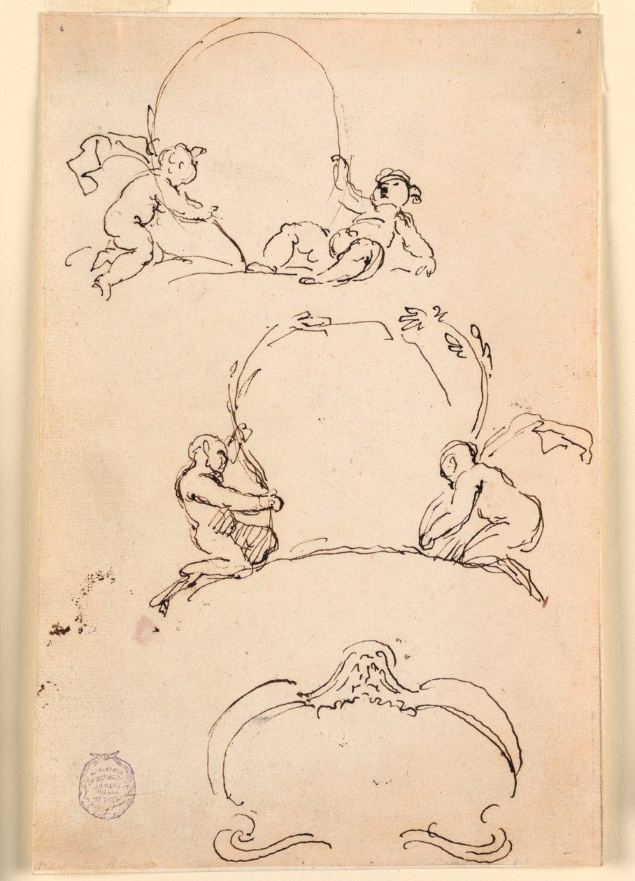Drei Skizzen von Kartuschen, vor 1775 von Carlo Marchionni