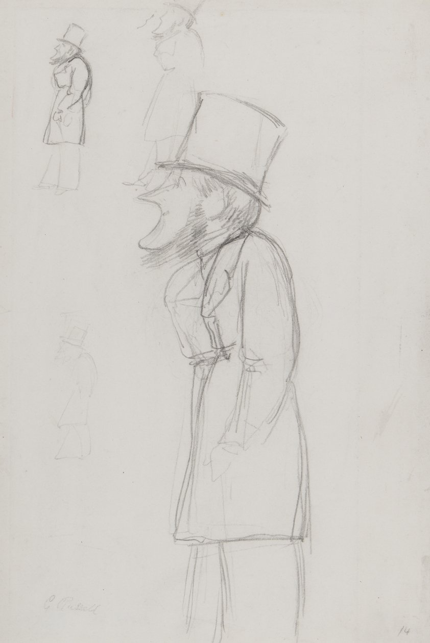 Skizze für eine Karikatur, möglicherweise von G. Russell von Carlo Pellegrini