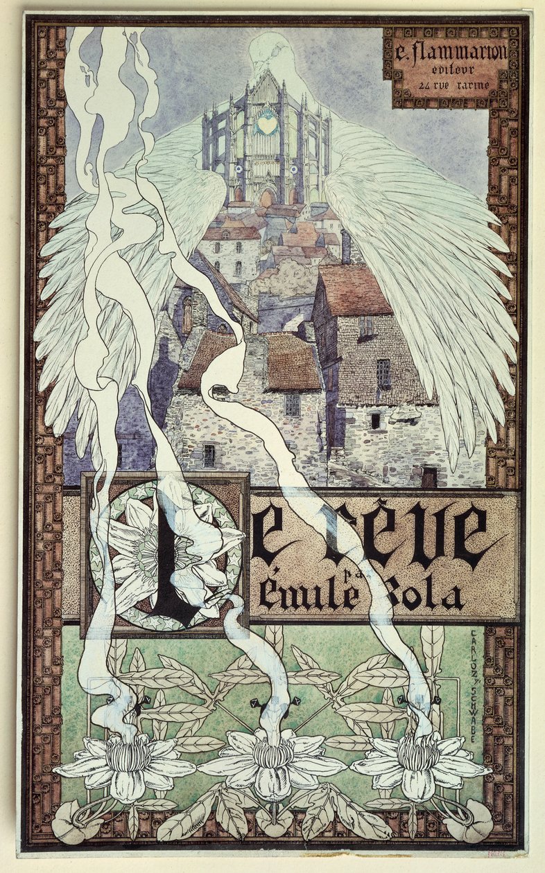 Der Traum, Titelseite des Romans von Emile Zola von Carlos Schwabe