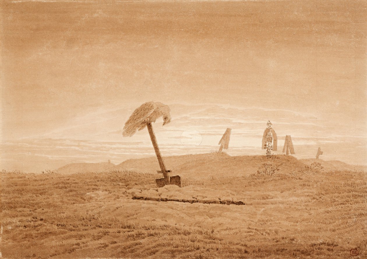 Landschaft mit Gräbern, ca. 1835-1837 von Caspar David Friedrich