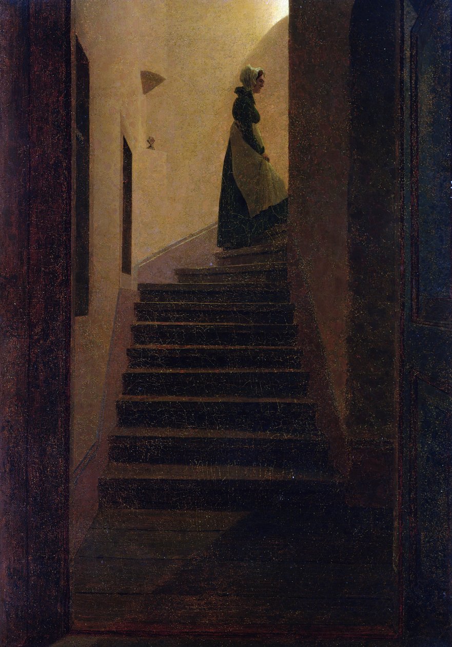 Caroline auf der Treppe von Caspar David Friedrich