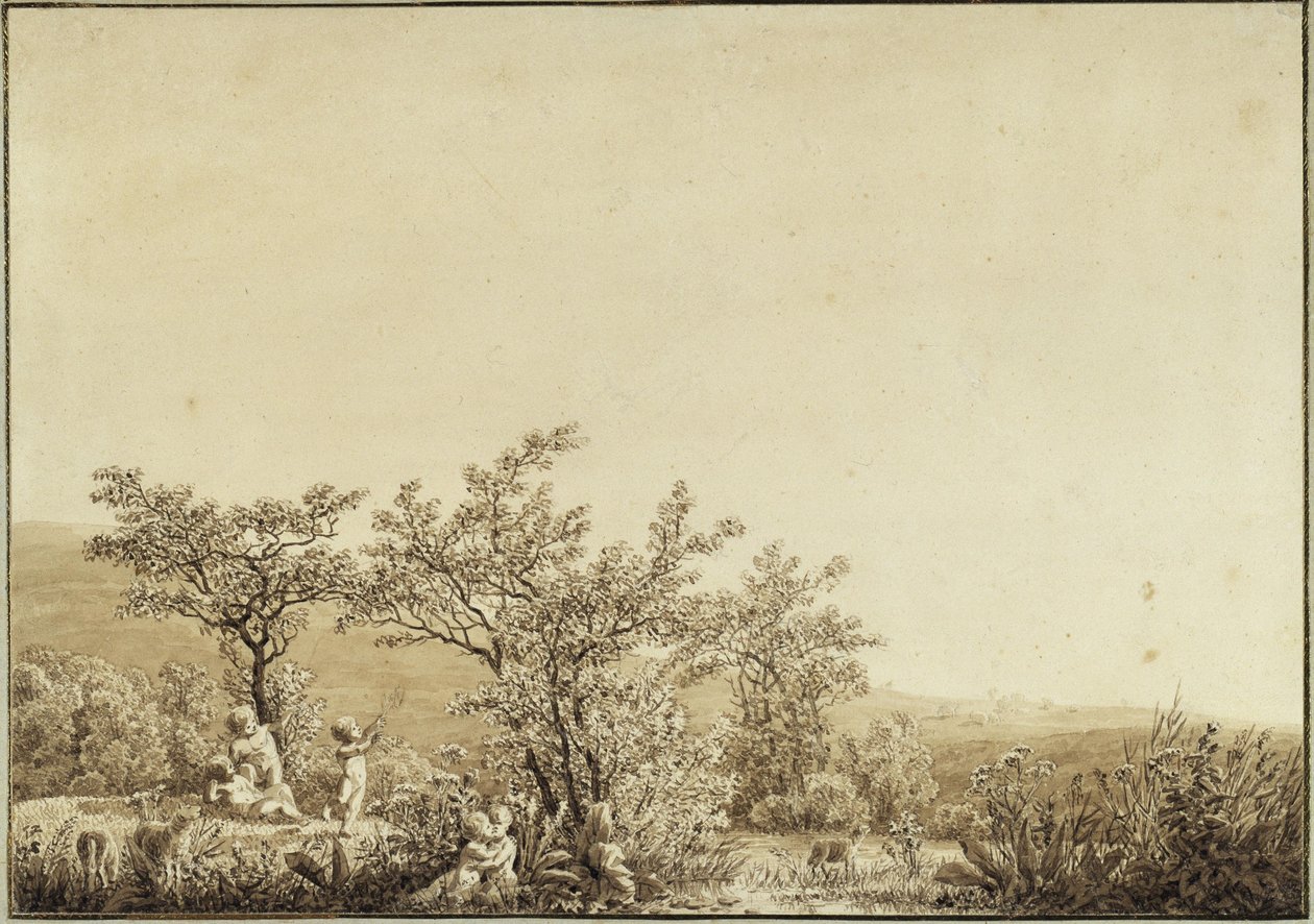 Der Frühling - Der Morgen - Die Kindheit (aus dem Jahreszeiten-, Tageszeiten- und Lebensalterzyklus von 1803) von Caspar David Friedrich