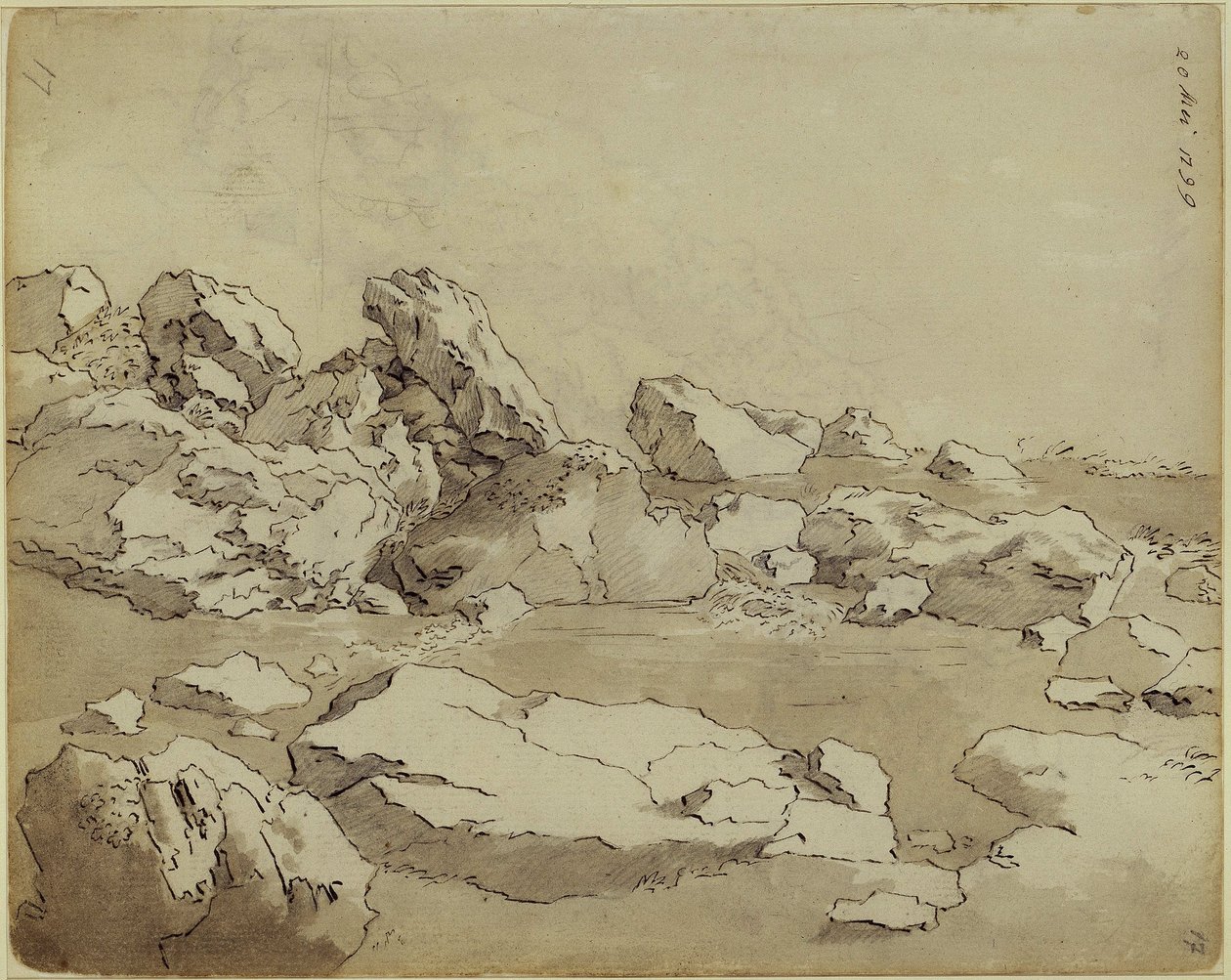 Felsenstudien, nebeneinander liegende Blöcke von Caspar David Friedrich