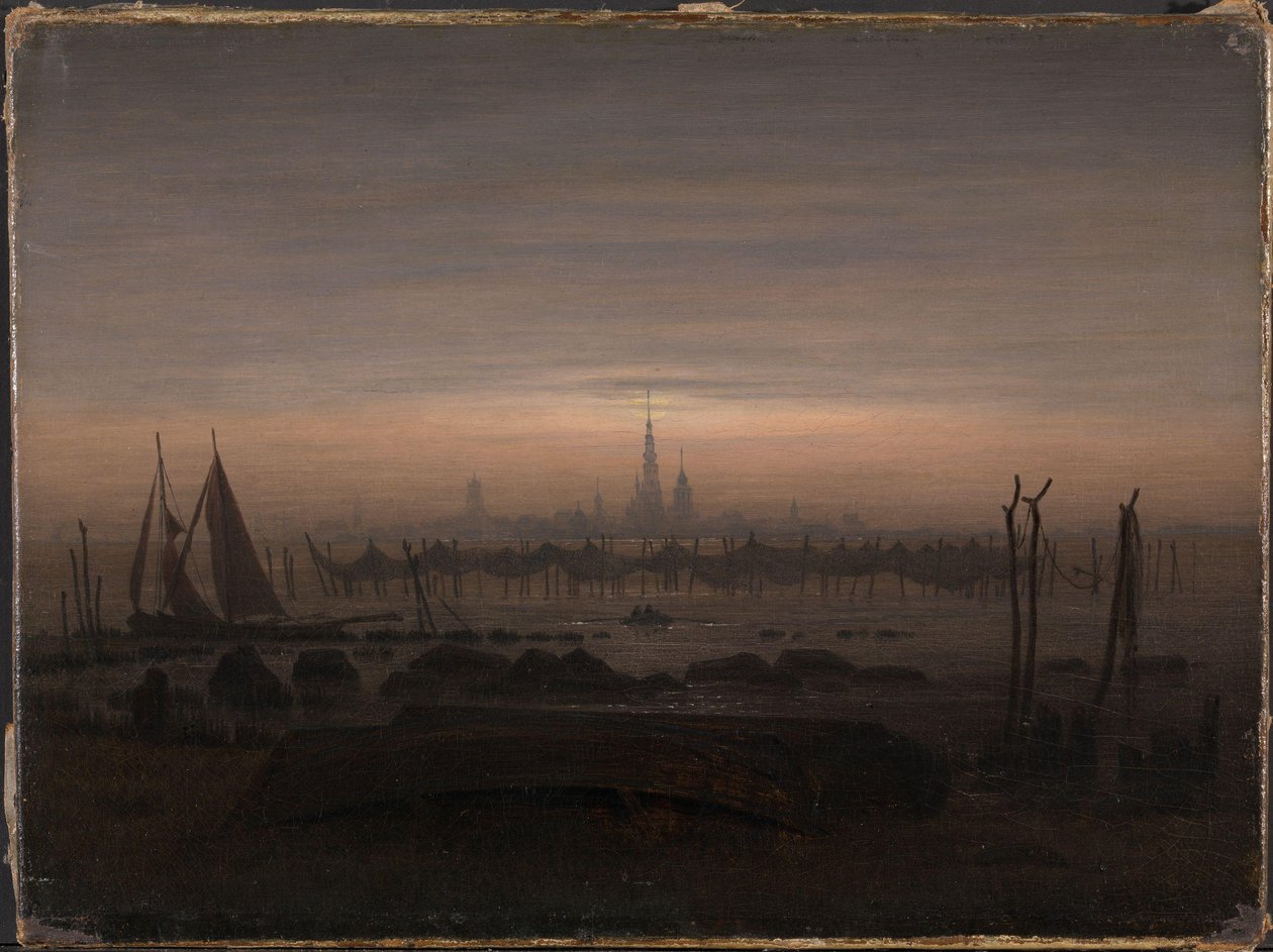 Greifswald im Mondschein von Caspar David Friedrich