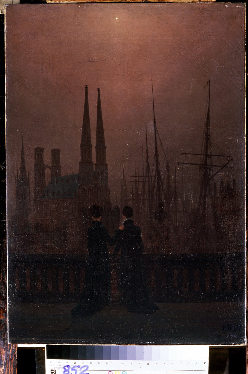 Abend im Hafen (Schwestern). Gemälde von Caspar David Friedrich (1774-1840) 1818-1820 Maße: 74x52 cm Eremitage-Museum, Sankt Petersburg von Caspar David Friedrich
