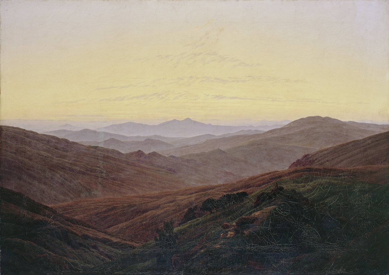 Krkonoše / Vor Sonnenaufgang in den Bergen von Caspar David Friedrich