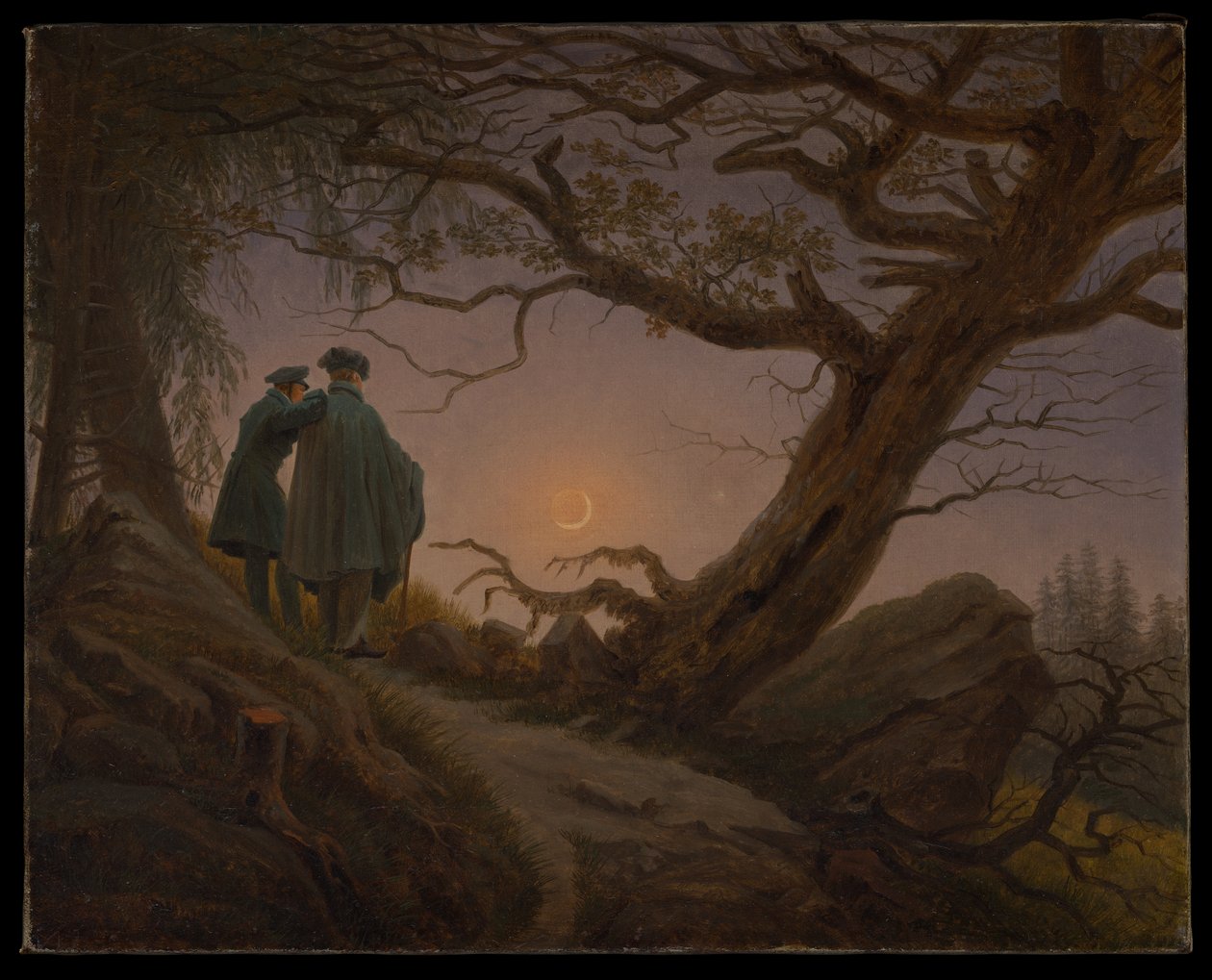 Zwei Männer betrachten den Mond von Caspar David Friedrich