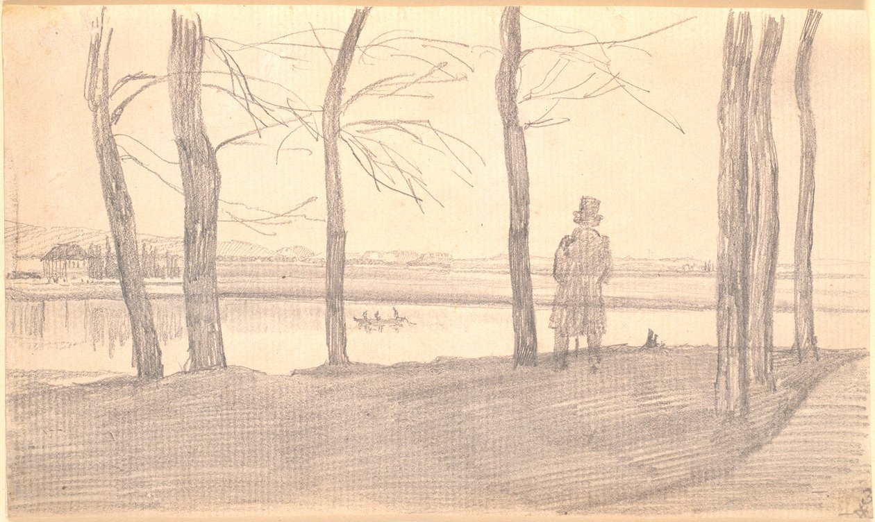 Blick über die Elbe. Links ein Landhaus von Caspar David Friedrich