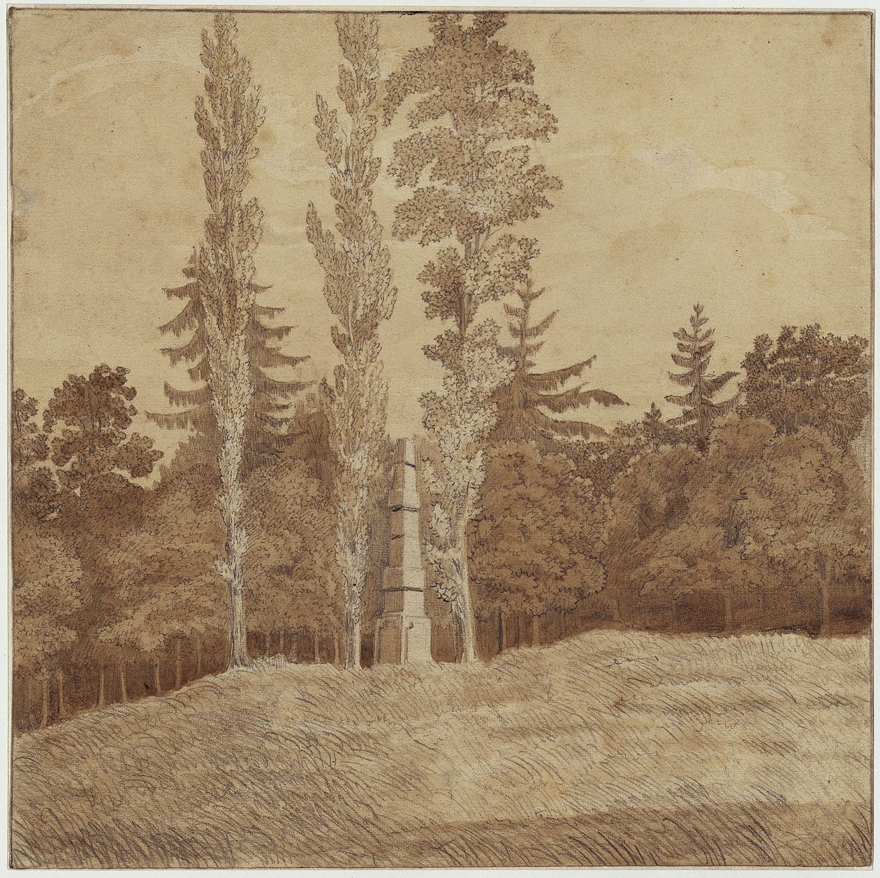 Waldlichtung mit Obelisk im Seifersdorfer Tal von Caspar David Friedrich