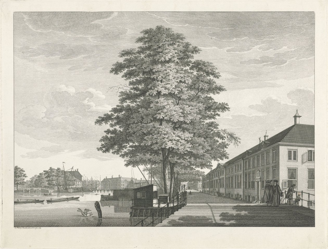 Gezicht op het Diaconie Oude Vrouwen- en Mannenhuis te Amsterdam von Caspar Jacobsz. Philips