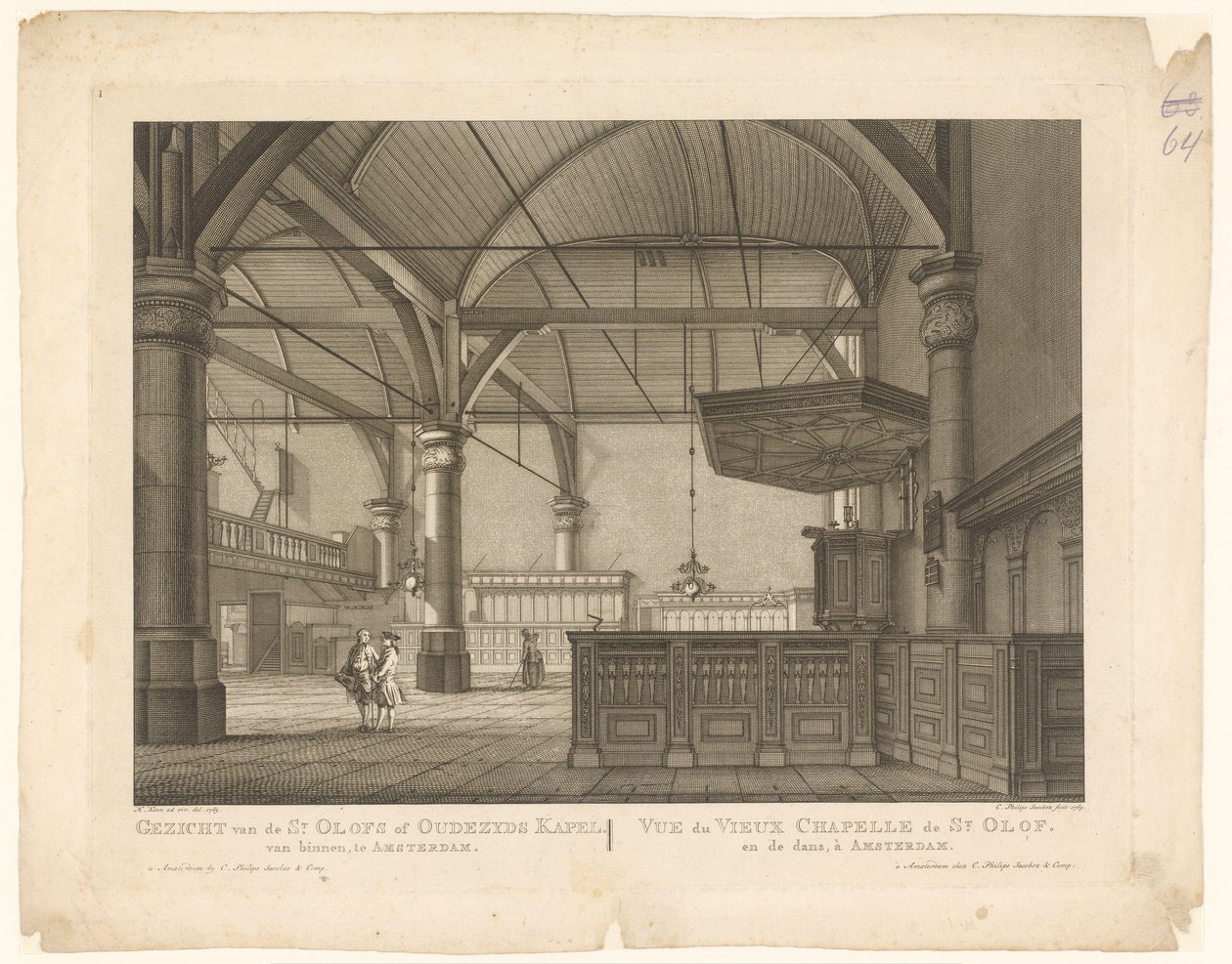 Innenraum der St. Olofskapelle in Amsterdam von Caspar Jacobsz. Philips