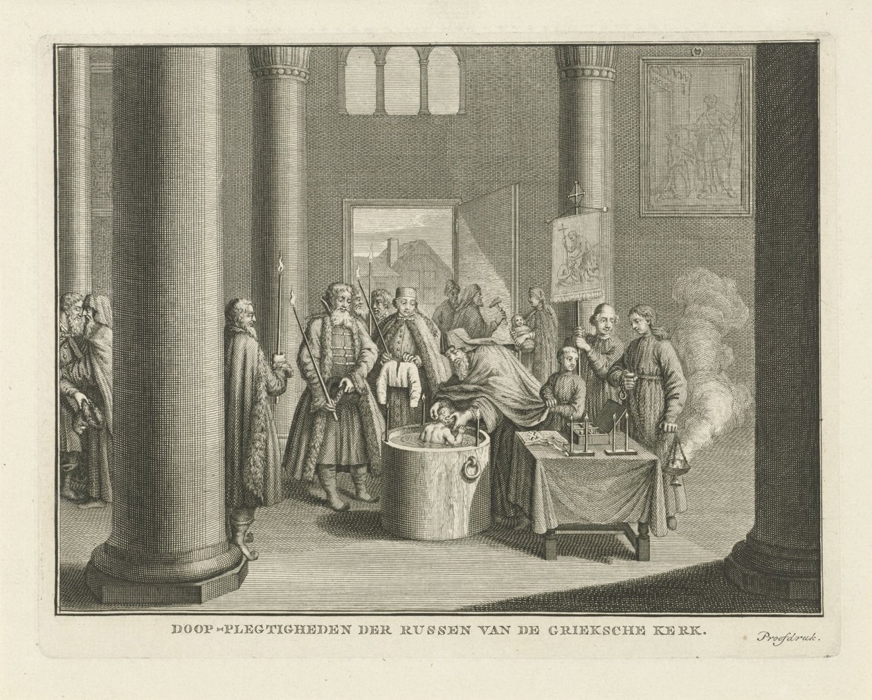 Die Taufe in Russland, Mitte des 18. Jahrhunderts von Caspar Jacobsz. Philips