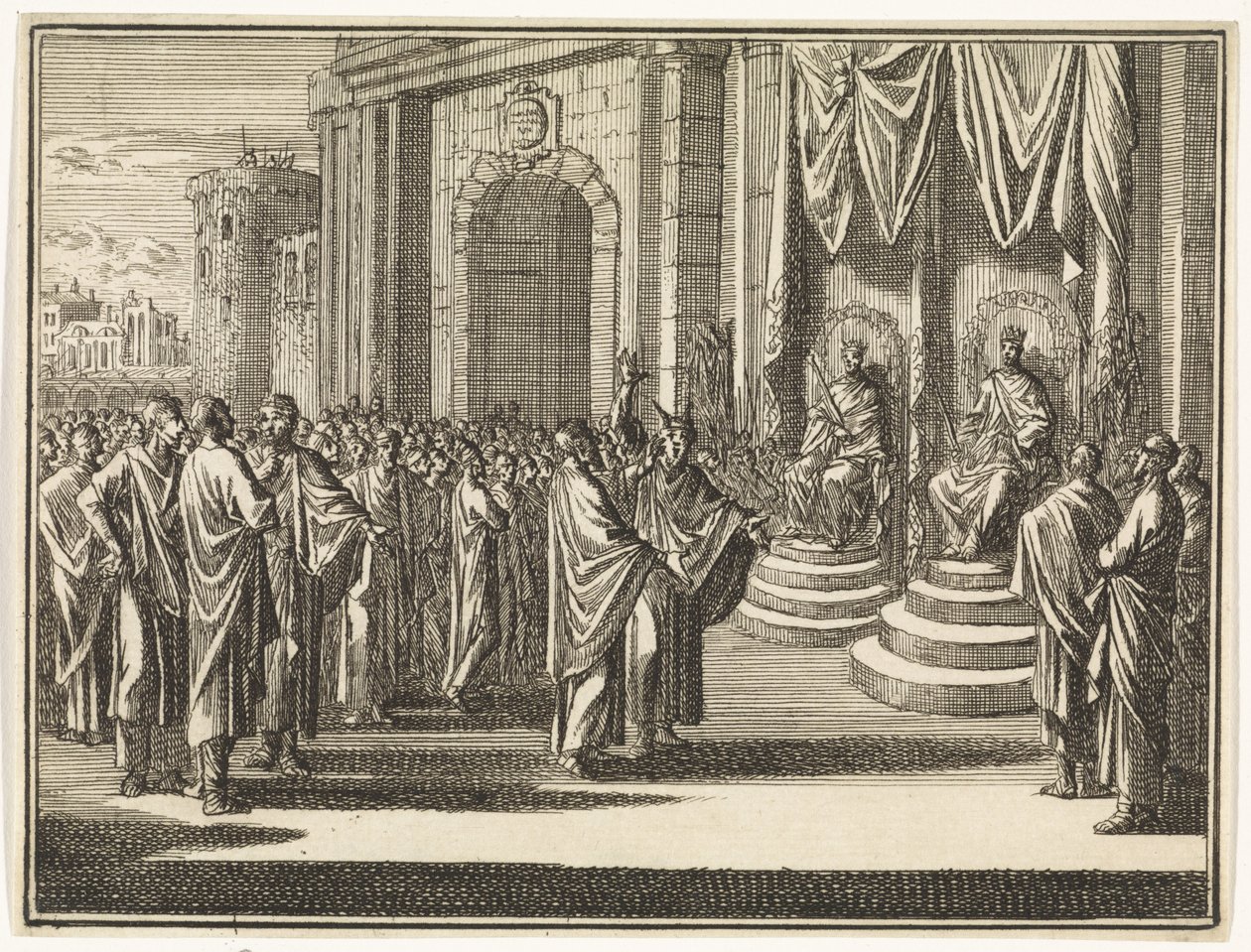 Prophet Micha vor Josafat und Ahab von Caspar Luyken
