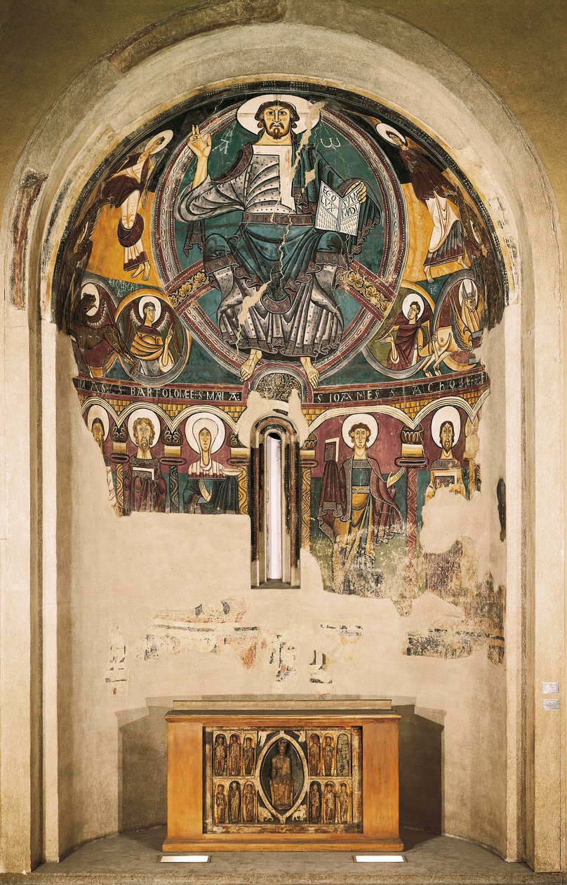 Christus in Herrlichkeit, aus der Kirche San Clemente de Tahull, Lerida, Spanien (Fresko) von Catalan School