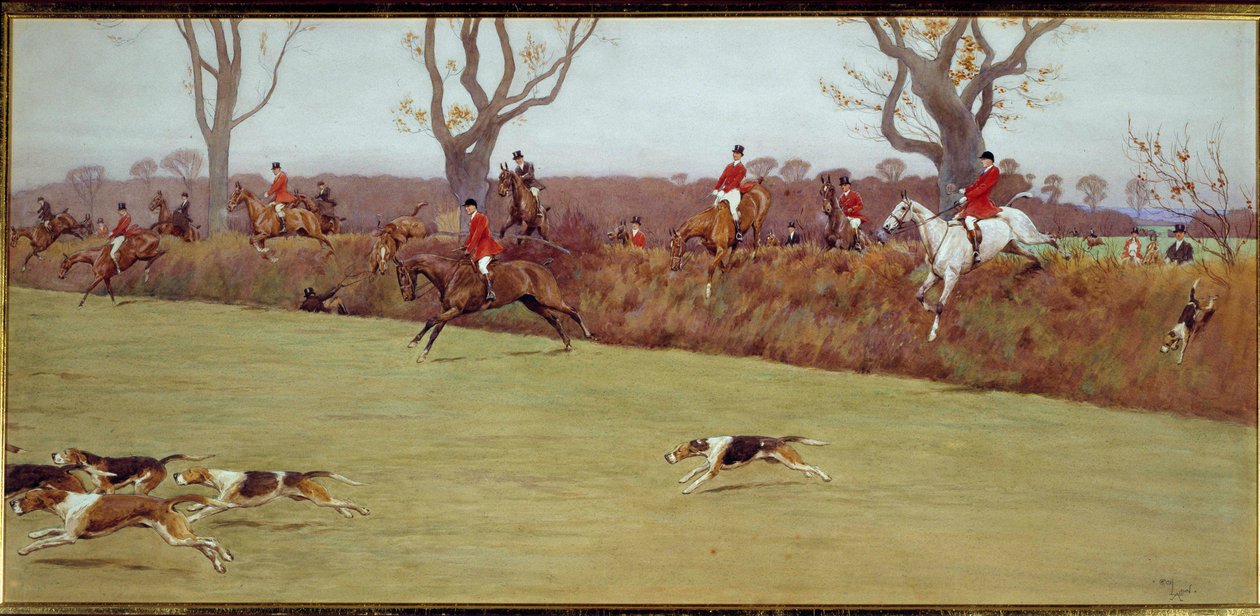 Jagdszene, die Crew Blackmoor. Aquarell von Cecil Aldin (19. Jahrhundert) von Cecil Charles Windsor Aldin