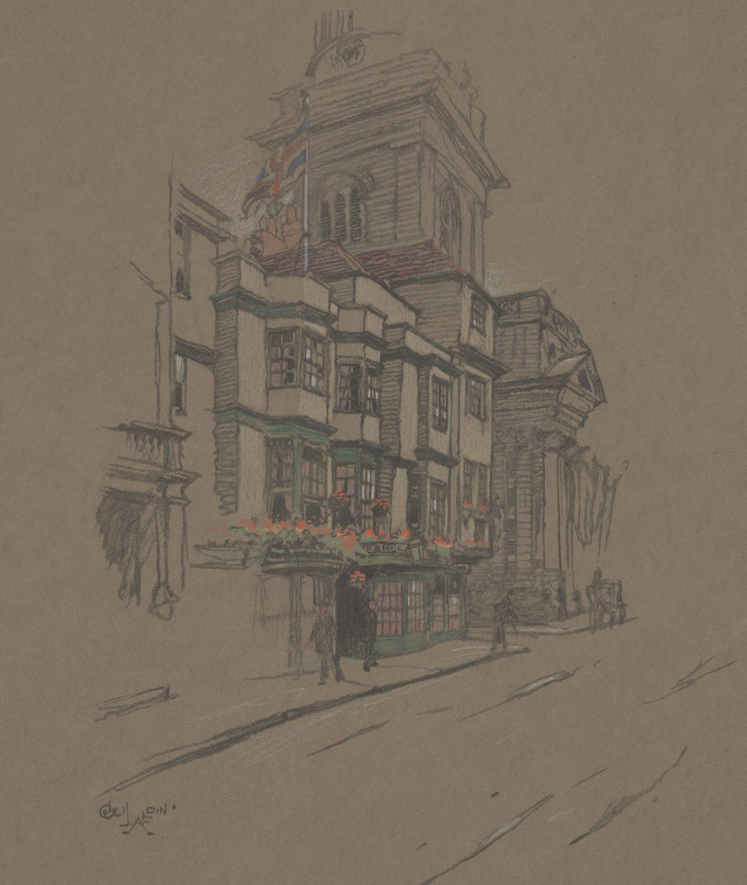 Ohne Titel (handkolorierte Lithographie) von Cecil Charles Windsor Aldin
